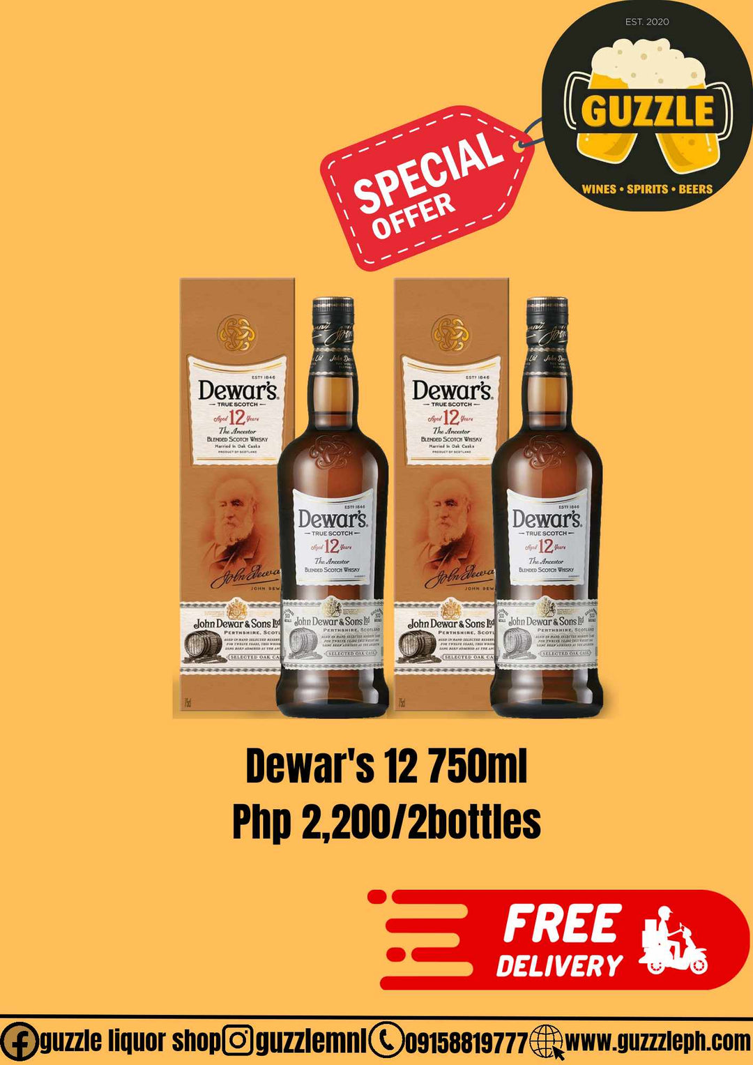 Promo Dewars 12 2 Bottles