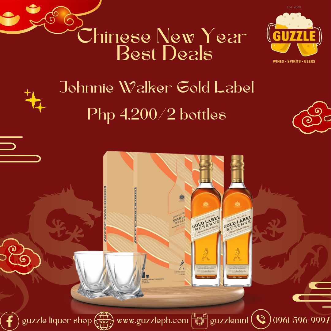 CNY Promo Gold Label with Glass 2 bottles